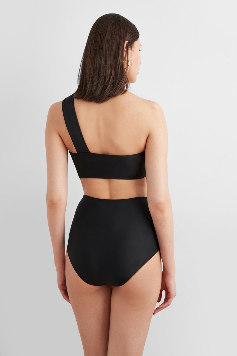 Black Convertible Swim Top, Two-Piece Bathing Suit Top, Strapless Bandeau Swimsuit, Asymmetric Bikini Top, Molly Swim Top, Marcella MU2055 image 3