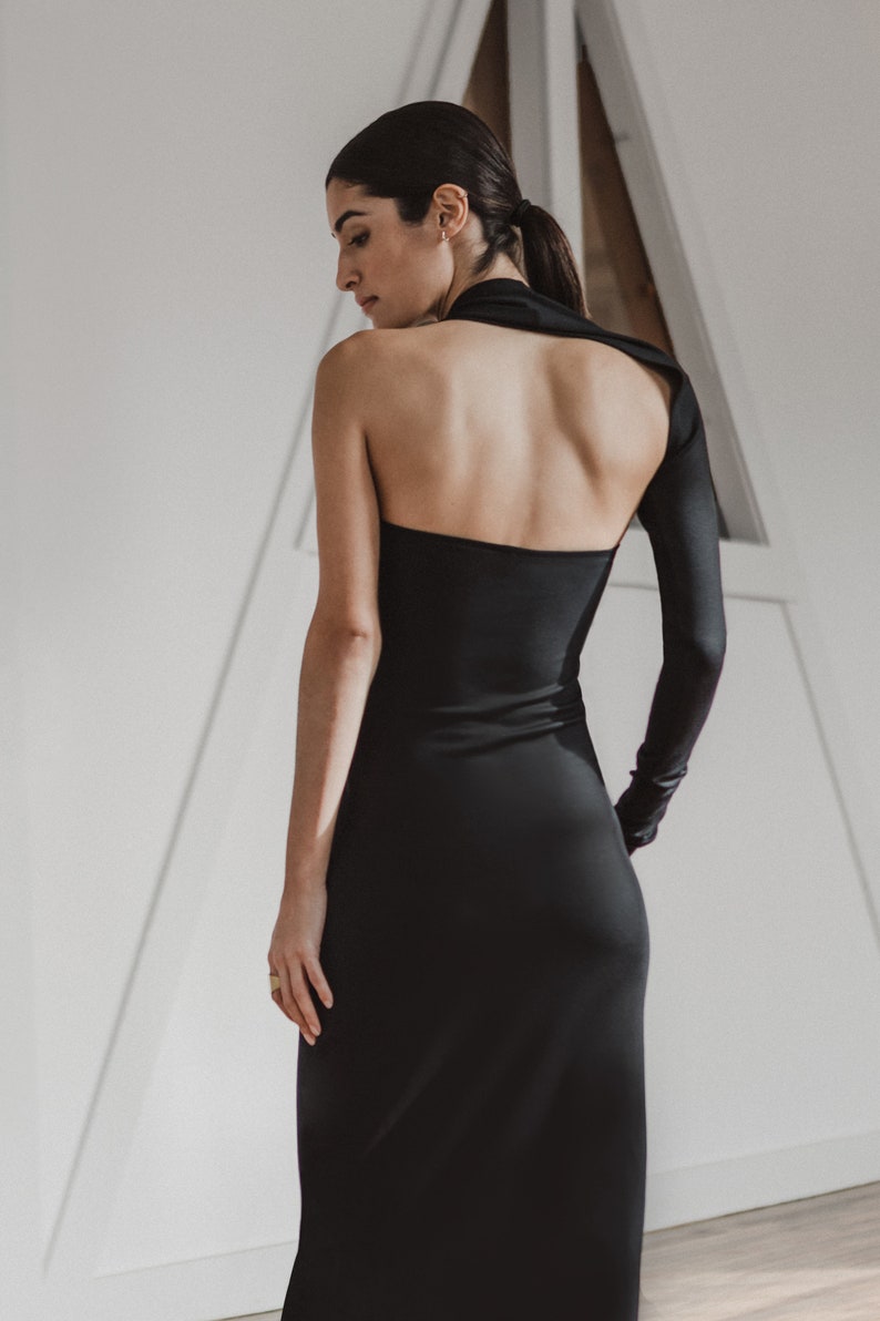 One Shoulder Gown, Backless Dress, One Sleeve Dress, Event Gown, Floor Length Dress, Manhattan One Shoulder Gown, Marcella MD0141 image 3