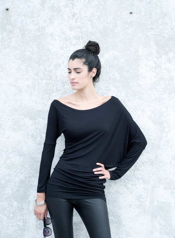 Asymmetric Oversized Party Blouse / Black Tunic / Casual Shirt | Etsy
