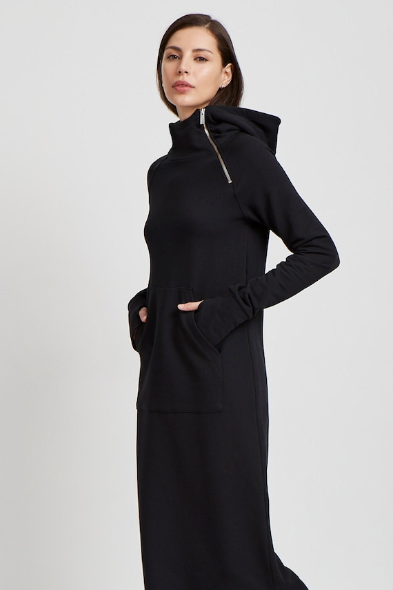 Sweatshirt Dress, Maxi Dress, Extra Long Hoodie, Hooded Warm