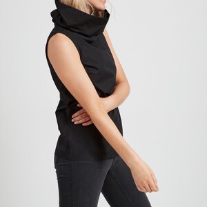 Sleeveless High Neck Blouse, Turtleneck Tank, Summer Blouse, Cotton Top with Cowl Neck, Marcy Sleeveless Top, Marcella MB1818 image 7