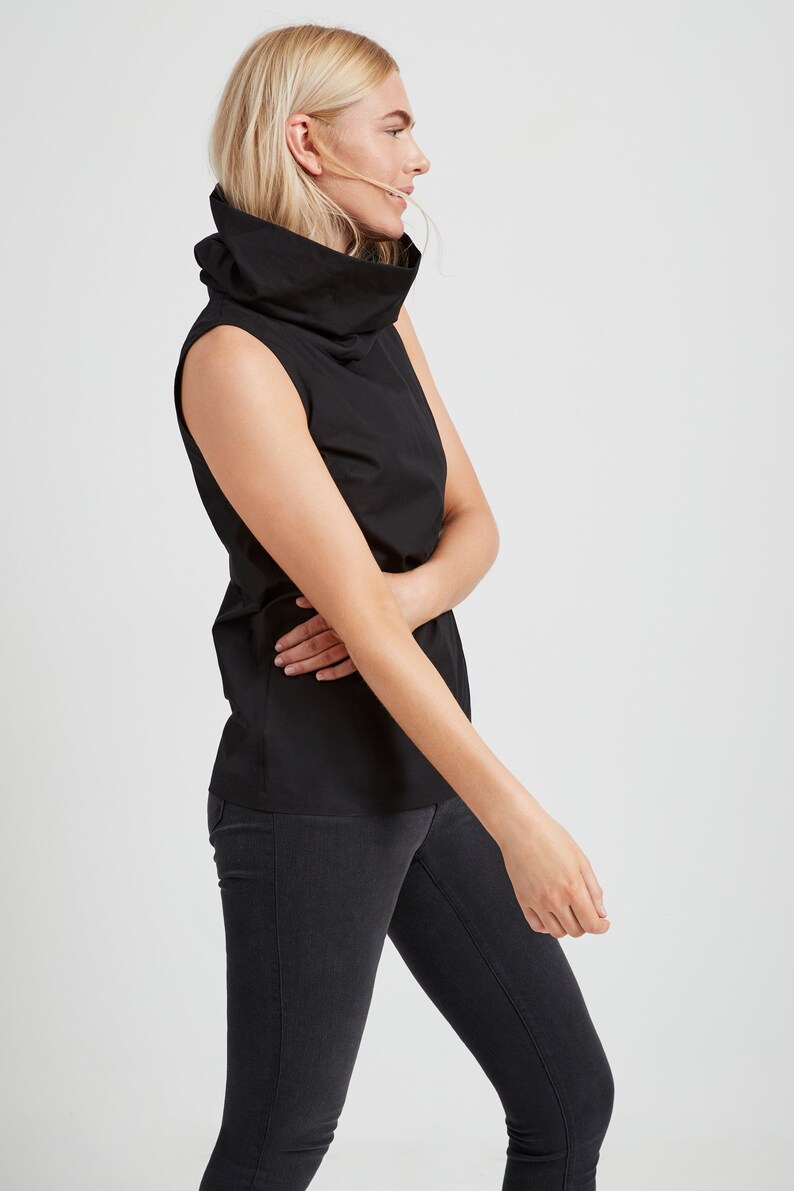 Sleeveless High Neck Blouse, Turtleneck Tank, Summer Blouse, Cotton Top with Cowl Neck, Marcy Sleeveless Top, Marcella MB1818 image 7