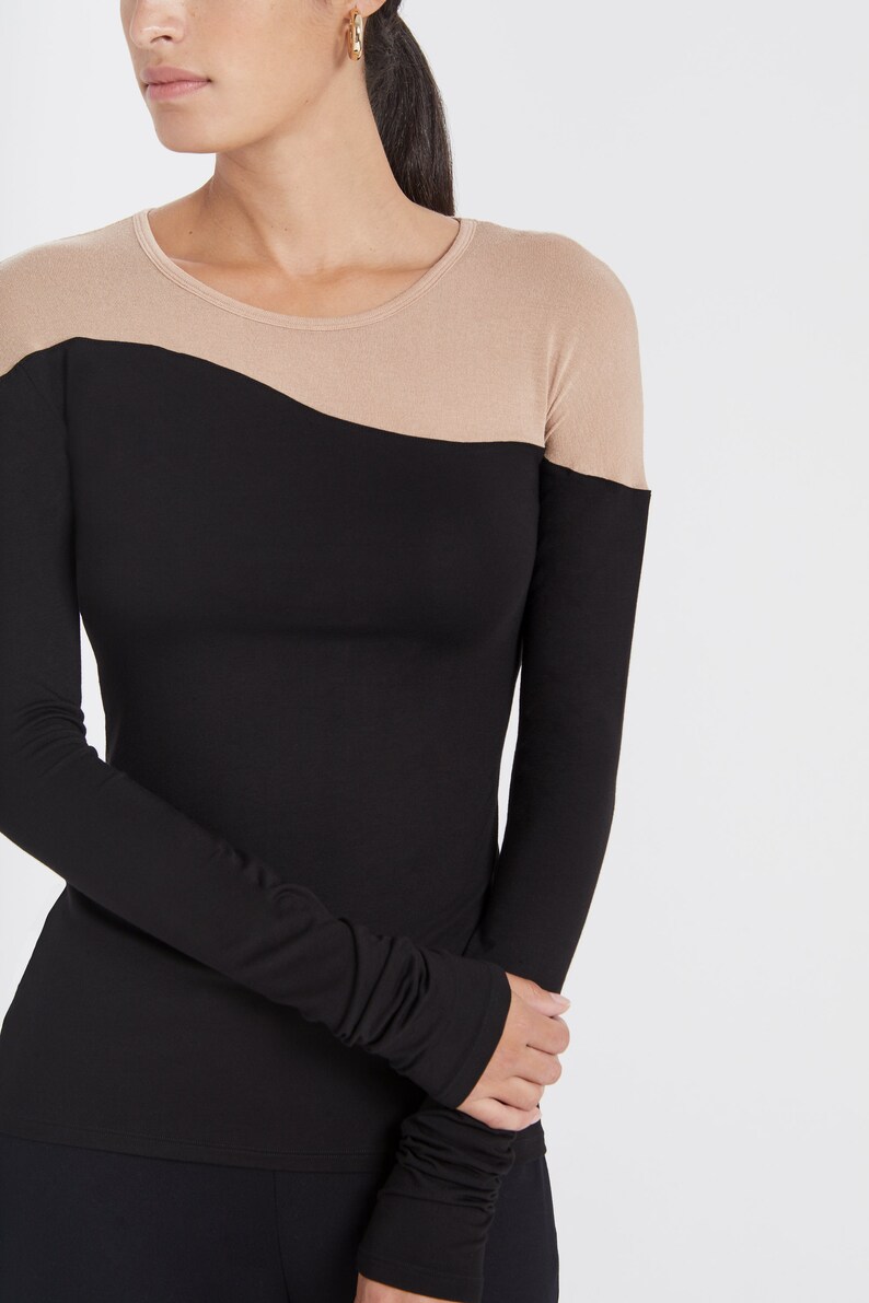 two tone long sleeve shirts