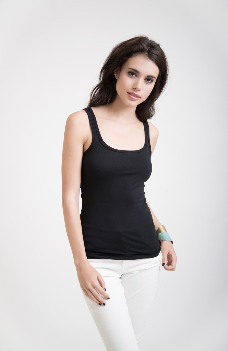 Tank Top Black Summer Top Fitted Top Sexy Tank Top Black Etsy
