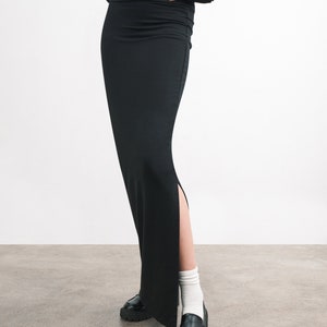 Fitted Black Skirt, Black Maxi Skirt, Long Pencil Skirt, Stretchy Fitted Skirt, High Waisted Skirt, Eldridge Skirt, Marcella MP2130 image 2