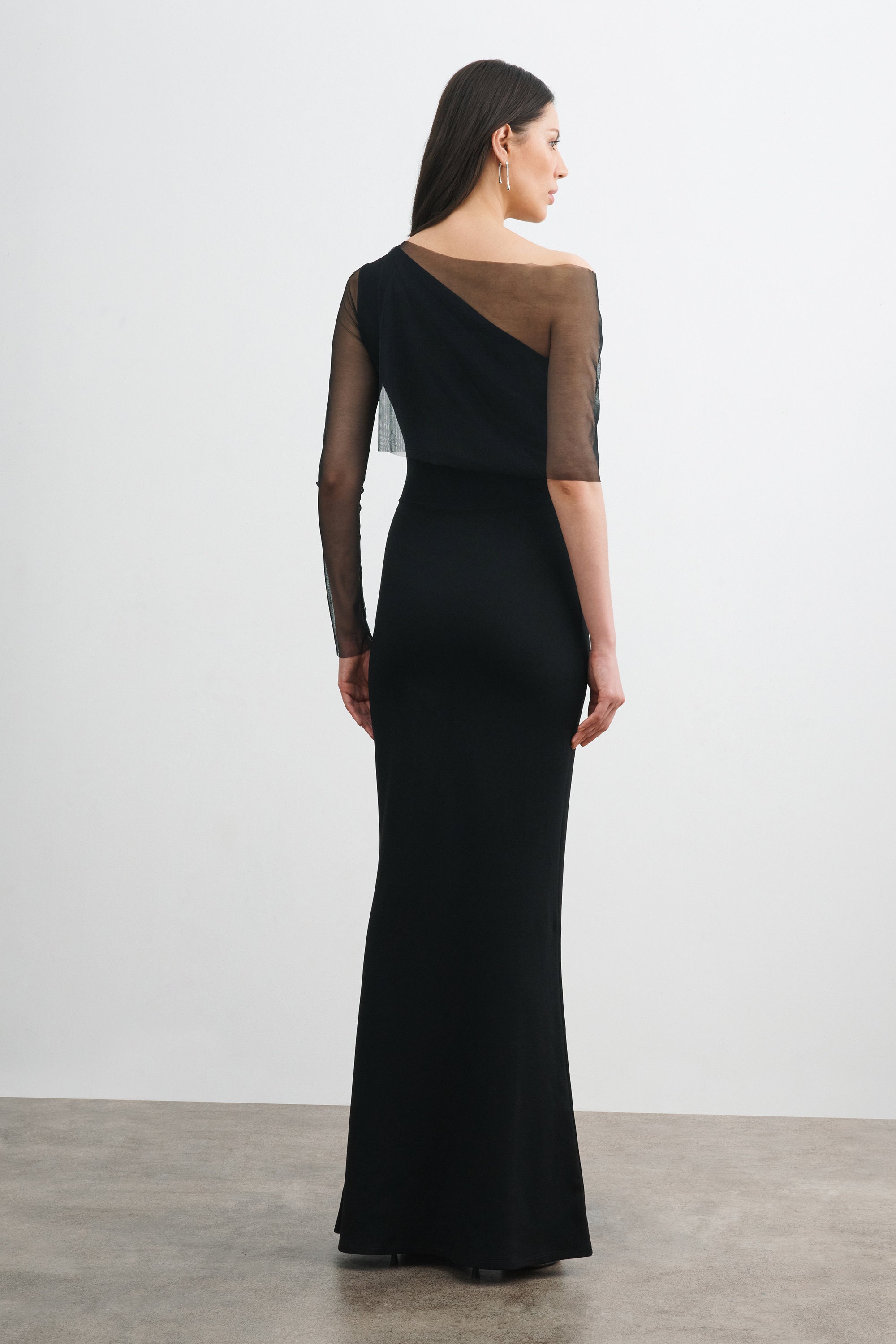 Black Formal Dress, Floor Length Gown, Fitted Evening Dress With