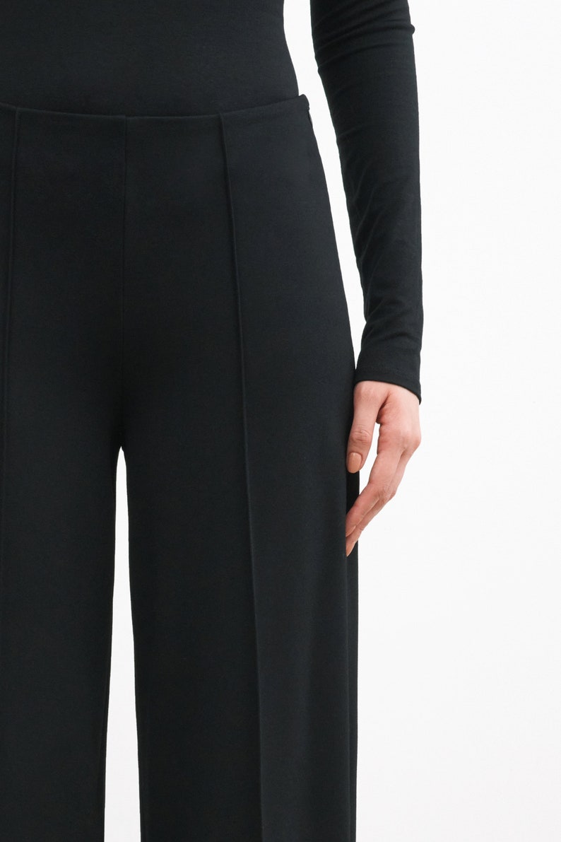 Black Wide Leg Pants, Stylish Casual Pants with Stretch, Sleek Trousers, Flared Leg Pants, Elegant Pants, Gina Pant, Marcella MP2136 image 2