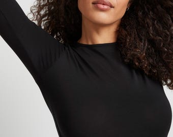 Crew Neck Tee, Classic Fitted T Shirt, Black Short Sleeve
