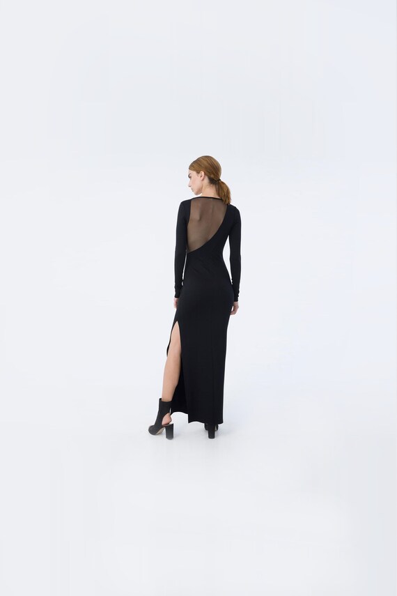 designer black maxi dress