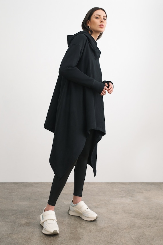 Black Sweatshirt Tunic Oversized Hoodie Extra Long Hoodie Draped Cowl Neck Pullover Rivington Sweatshirt Tunic Marcella MB2090 Etsy