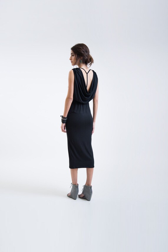 open back black dress