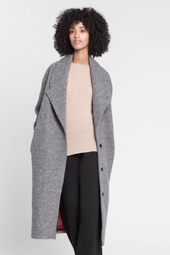 Long Wool Coat Elegant Wool Jacket Collared Coat Warm | Etsy UK