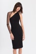 Mesh Sleeve Dress, One Shoulder Midi Dress, Open Back Dress, Off The Shoulder Dress, Manhattan One Shoulder Midi Dress, Marcella- MD0003