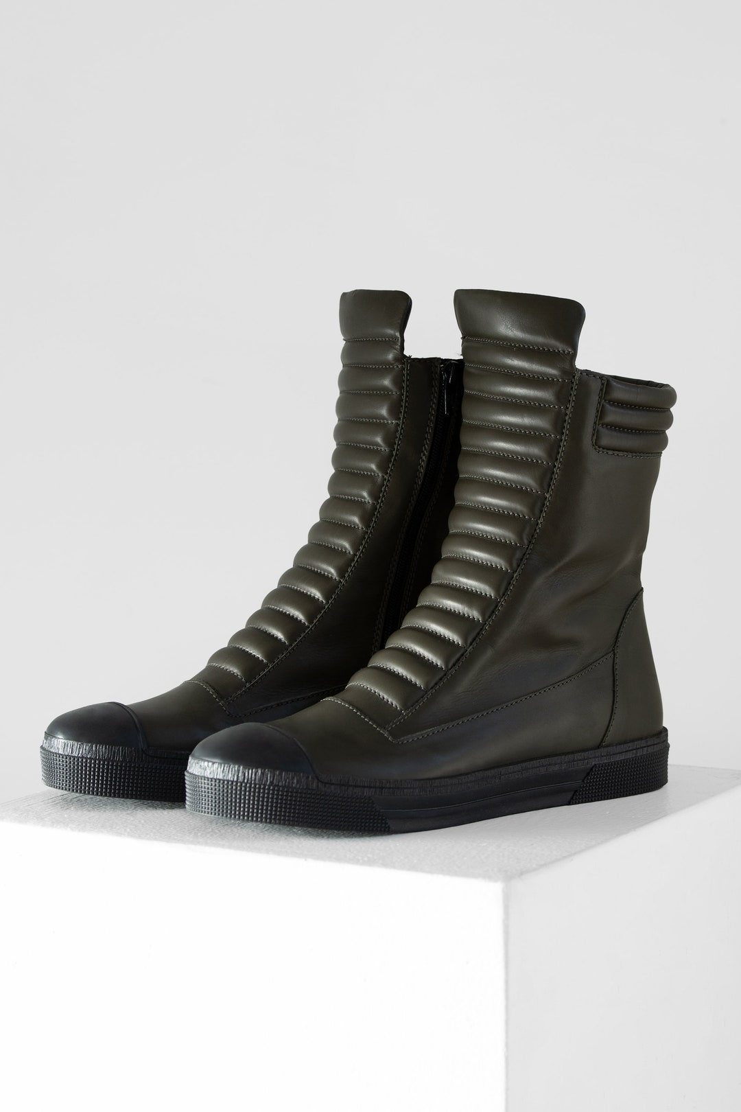 Ribbed Sneaker Boots, Side Zip Leather Booties, Zip Ankle Ribbed Sneaker Boots, Side Zip Leather Booties, Zip Ankle