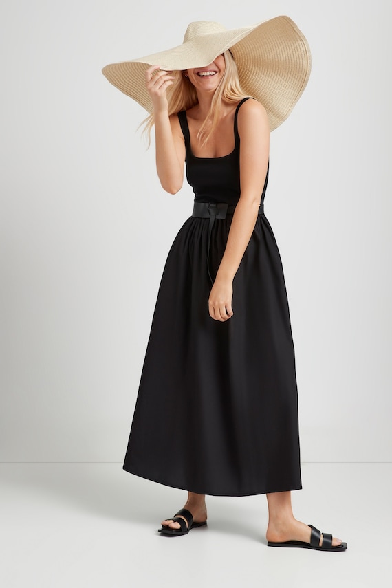 Black Tank Dress Sleeveless Dress Dress With Full Skirt Black