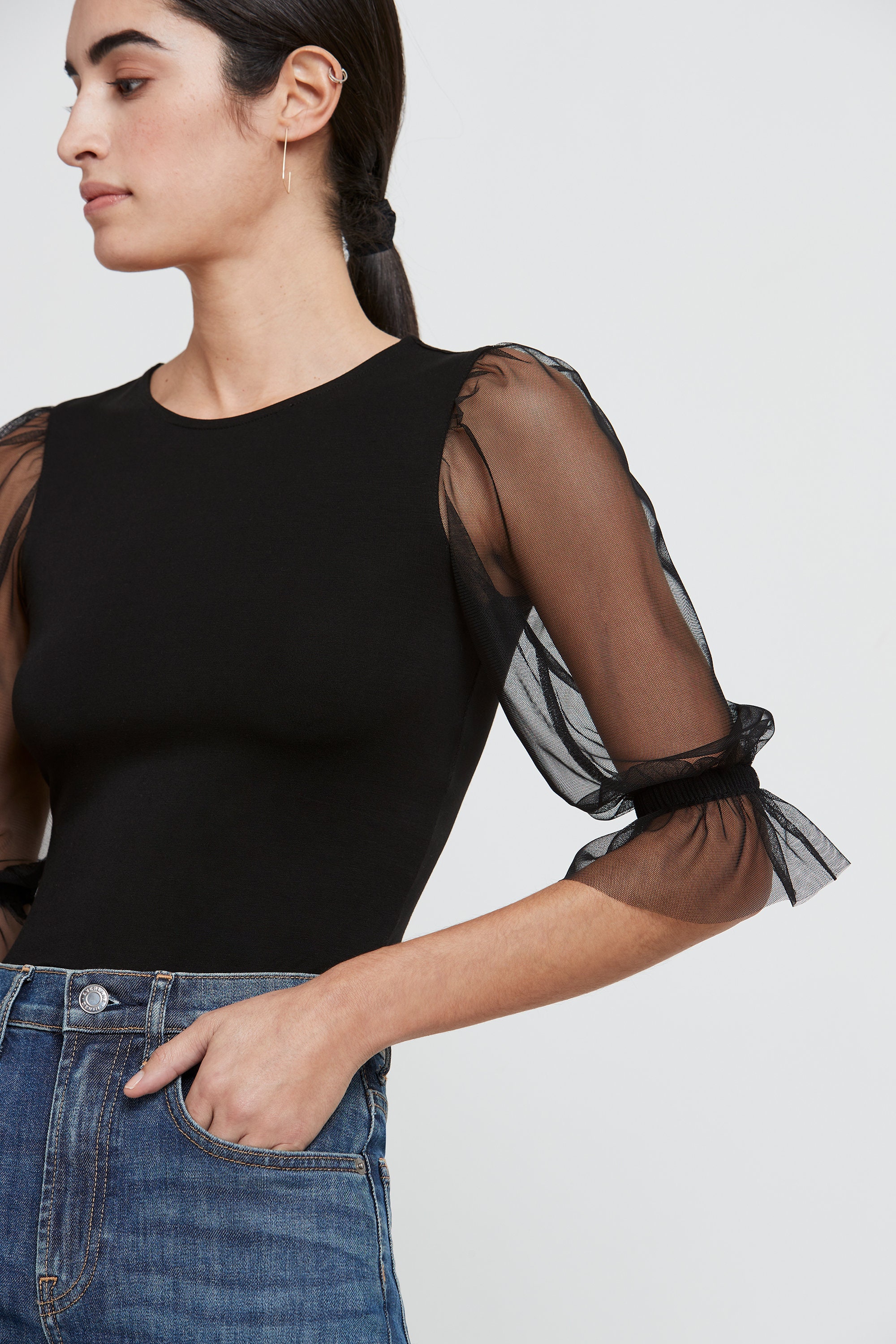Mesh puff top sale