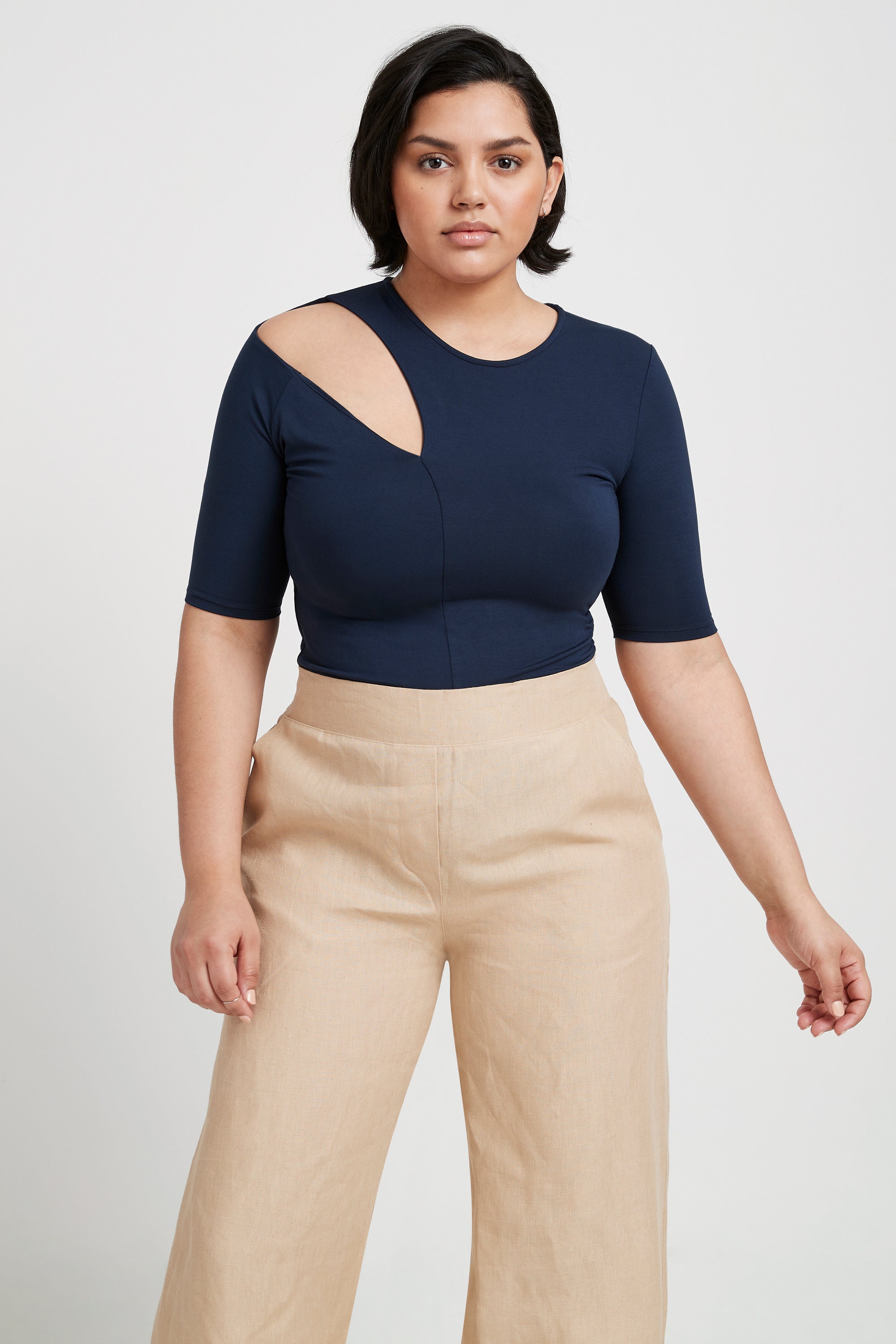 NEW Cut Out Top Asymmetrical Neckline Blouse Fitted Summer | Etsy