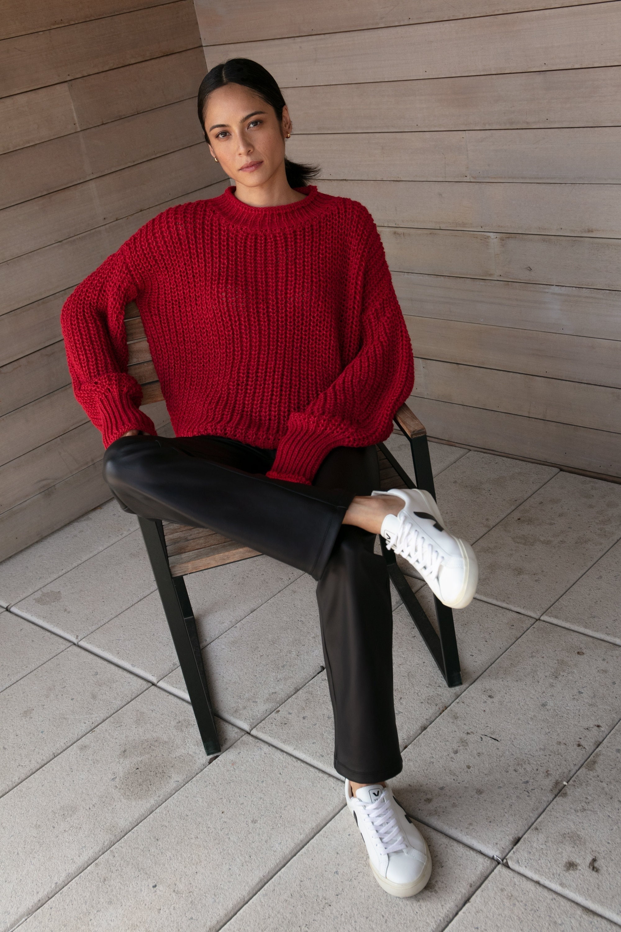 womens oversized red sweater