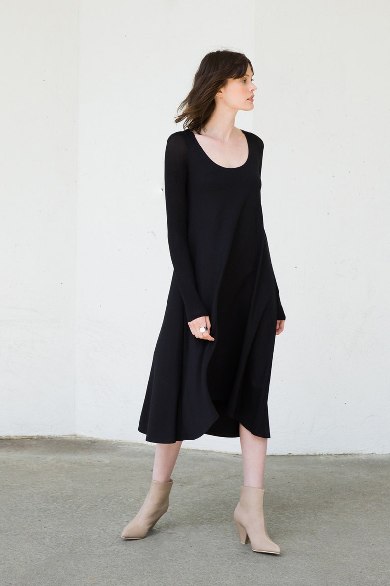 black casual midi dress