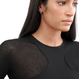 Sheer Black Cut Out Top, Long Sleeve Top, Geometric Cutout Top, Sheer Paneled Top, Fitted Top, Yada Top, Marcella MB2113 image 2