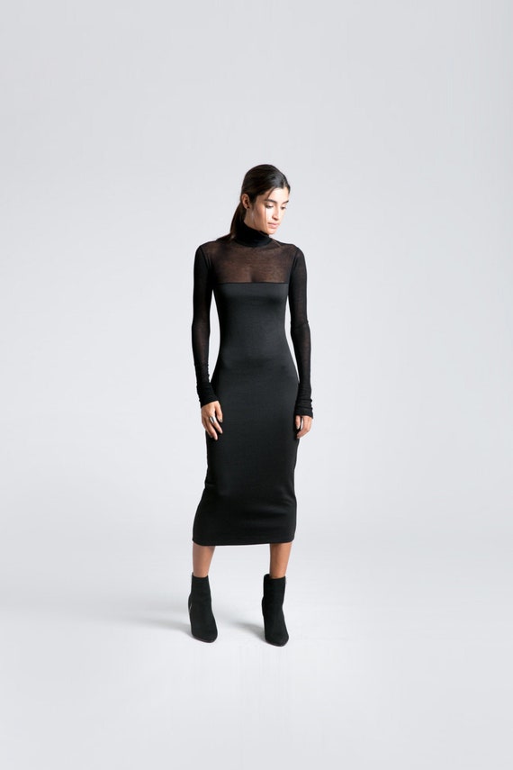 Black Dresser Black Dress Midi Calf Girls Black Dress Black Etsy