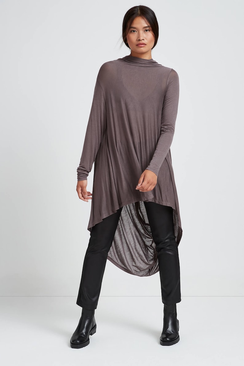 Long Draped Back Tunic, Casual Asymmetric Long Top, High Low Tunic, Short Front Long Back Tunic, Iris Tunic, Marcella MB0103 image 5