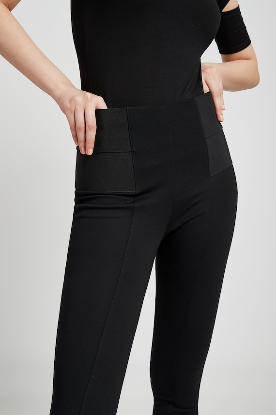 Black Leggings with Skirt, Fitted Stretch Pants, Yoga Pants with Attached  Skirt, Athleisure, Burke Skirted Leggings, Marcella - MP1868