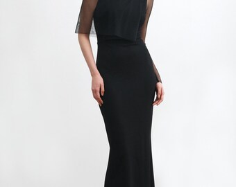 Black Formal Dress, Floor Length Gown, Fitted Evening Dress Black Formal Dress, Floor Length Gown, Fitted Evening Dress