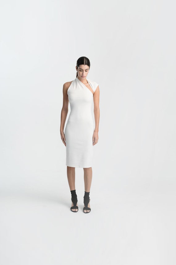 white pencil dress wedding