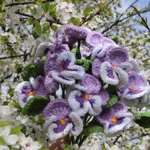 Crochet Pansy Flower Bouquet Pattern - Instant Download PDF - Heartsease, Johnny Jump Up, Viola Tricolor, Love-in-Idleness, Tickseed