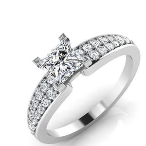 6.5 MM Princess Cut Moissanite Diamond Engagement Ring, Proposal Promise Ring, 14K White Gold Ring For Women, Wedding Anniversary Gift Ring