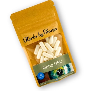 Cápsulas Alpha GPC de 500 mg / Fuente de colina / Veganas / 30 cápsulas / Etiqueta limpia / Fabricadas en Suecia