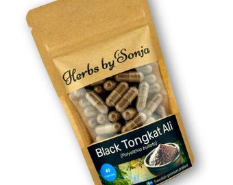 Zwarte Tongkat Ali-capsules 500 mg | Polyalthia bullata | Veganistisch | Gemaakt in Zweden
