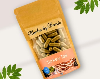 Turkey Tail 350mg Capsules with 50% Polysaccharides, Natural Trametes Versicolor Mushroom, Coriolus Versicolor Extract, Adaptogen Supplement