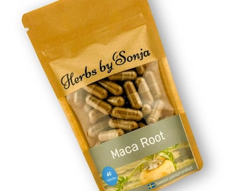 Maca Root Capsules | 20:1 Herbal Extract, Vegan, Swedish Made (60 Count)