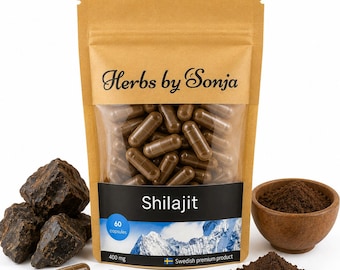 Cápsulas de Shilajit 400 mg / Extracto estandarizado / Veganas / 60 cápsulas / Fabricadas en Suecia