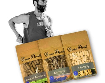 The Athlete 1 Bundle, Fadogia Agrestis 450 mg capsules, Akarkara 500 mg capsules, Ginseng 500 mg capsules with 85% Ginsenoides
