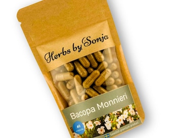 Bacopa Monnieri Capsules 500mg | Standardized Herbal Extract | Vegan | 60 Capsules | Made in Sweden