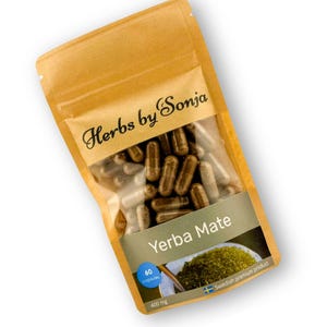 Yerba Mate Capsules 400mg | 50:1 Herbal Extract | Vegan | 60 Capsules | Ilex paraguariensis | Made in Sweden