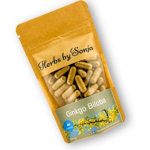 Cápsulas de Ginkgo Biloba 400 mg / Extracto de hoja 50:1 / Veganas / 60 cápsulas / Fabricadas en Suecia