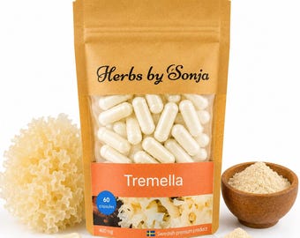Tremella Mushroom Capsules: Vegan Snow Fungus Supplement, 50% Polysaccharides