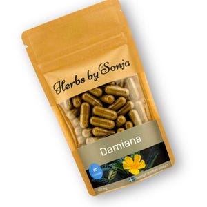 Damiana Capsules 400mg | 20:1 Herbal Extract | Vegan | 60 Capsules | Turnera diffusa | Made in Sweden