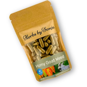 Kapsułki Horny Goat Weed 500 mg | Ekstrakt z ikaryny | Wegańskie | 60 kapsułek | Epimedium | Wyprodukowano w Szwecji