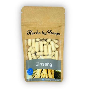 Panax Ginseng Root 500mg Capsules With 85% Ginsenosides Extract, Korean Ginseng Powder, Ayurveda Herbal Capsules, Vegan Adaptogen Supplement