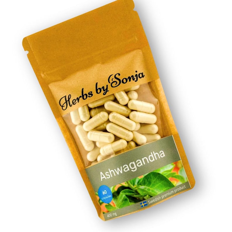 Kapsułki z ashwagandhą 400 mg | Standaryzowany ekstrakt z witanolidów | Wegańskie | 60 kapsułek | Withania somnifera | Wyprodukowano w Szwecji zdjęcie 1