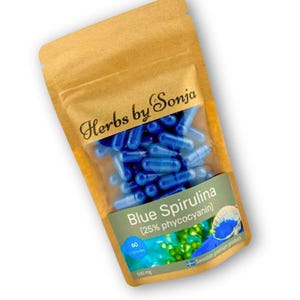 Blue Spirulina Capsules 500mg | Phycocyanin Extract | Vegan | 60 Capsules | Arthrospira | Made in Sweden