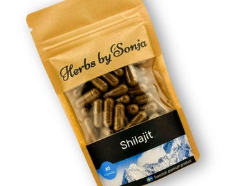 Cápsulas de Shilajit 400 mg / Extracto estandarizado / Veganas / 60 cápsulas / Fabricadas en Suecia