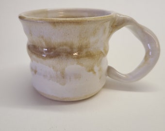Handmade Ceramic Coffee Mug, White and Butterscotch Pottery