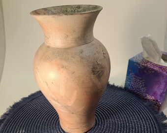 Pit Fired Ceramic Vase, Bamboo Smoked Pottery