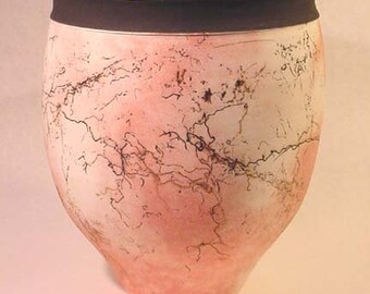 Horsehair Raku Pottery Vase, Decorative Ceramic Vase, Signed Art